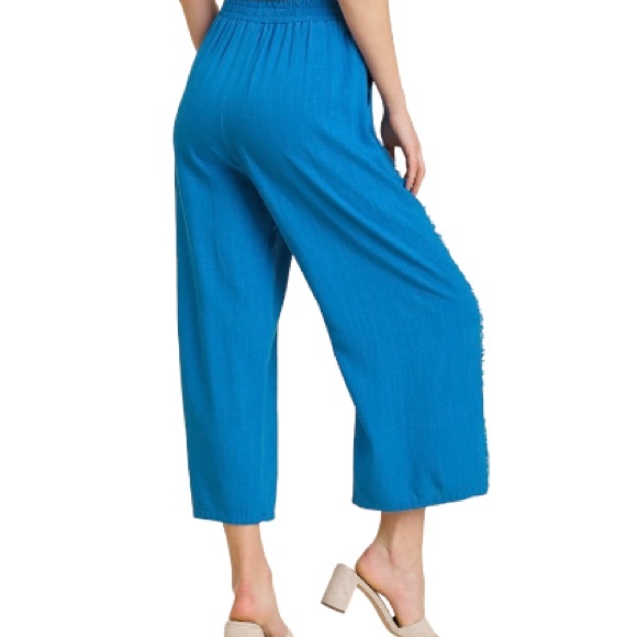 NWT Umgee Frayed Edge Linen Pant - Picture 5 of 6